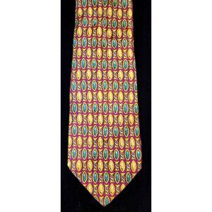 Rare Brioni Italy 100% Silk Tie Necktie Geometric Jewel Tone Art Deco Baroque